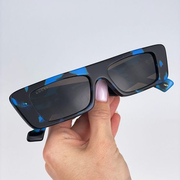 🔥Gucci GG1331S 004 Sunglasses Black Turquoise Havana Dark Brown Rectangl Unisex - Picture 4 of 12